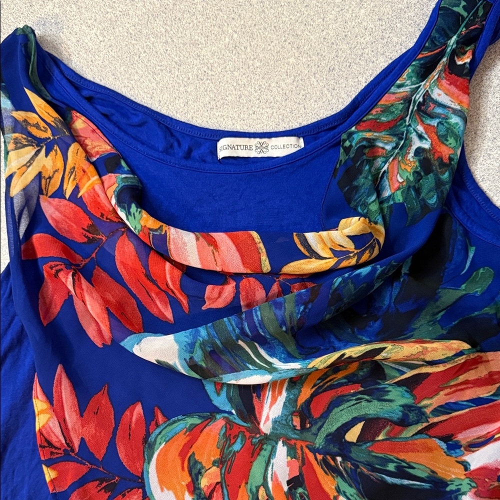 S/P Signature Collection Women's Blue Floral Top EUC